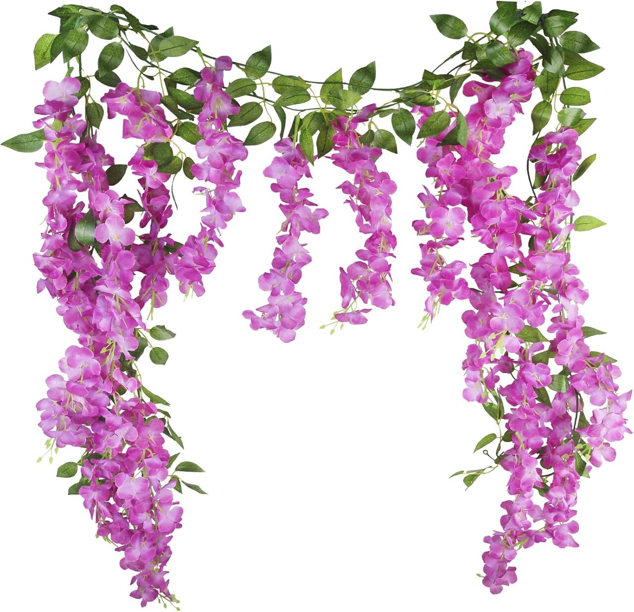 2 Pcs Wisteria Hanging Flower Vines – 7 ft Purple & Red Silk Garland for Wedding Arch, Party, Garden, Home & Table Backdrop Décor